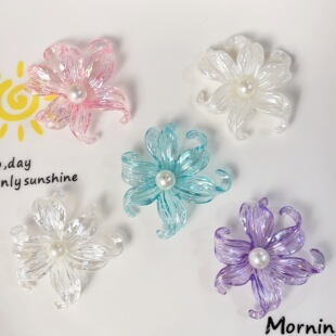 Casual Transparent Acrylic Pearl Ab Six-Petal Flower DIY Earrings Earrings Hair Accessories Mobile Phone Case Hole Shoe Material