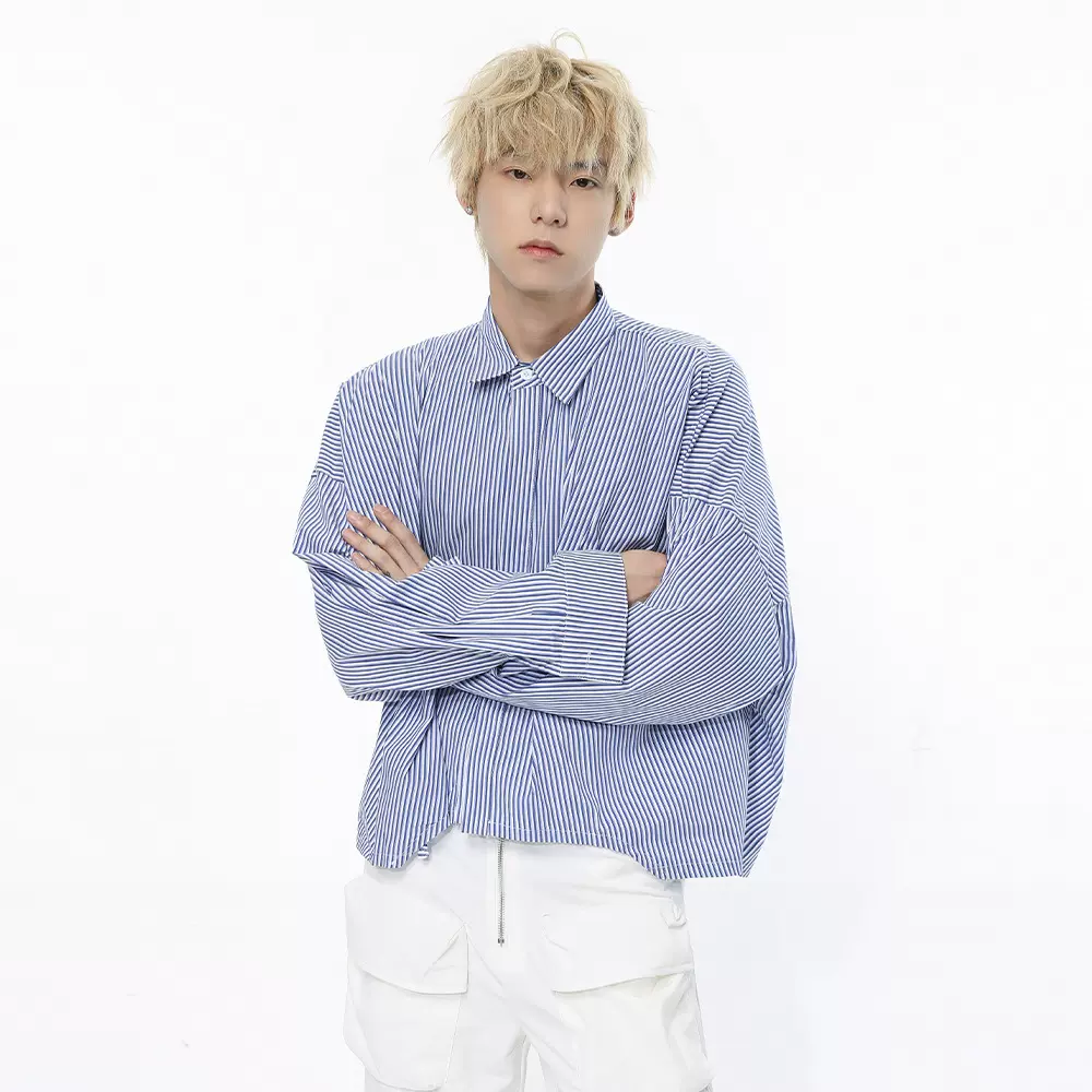 MTLCLOTHES男装|2024春款新品 韩版两款设计不规则下摆落肩衬衫潮