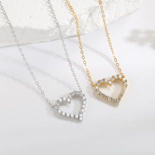 S925 Sterling Silver Korean Style Heart Heart Necklace Influencer Picks Heart-Shaped Necklace Women's Jewelry Clavicle Chain Wholesale