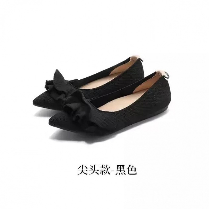 内增高5cm【裸穿单鞋】蛋卷荷叶边尖头休闲平底新款法式软底舒适|undefined