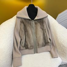 羽绒服上衣短款水貂高级女羽绒秋冬白鹅拼接新款外套感皮草鹅绒羊