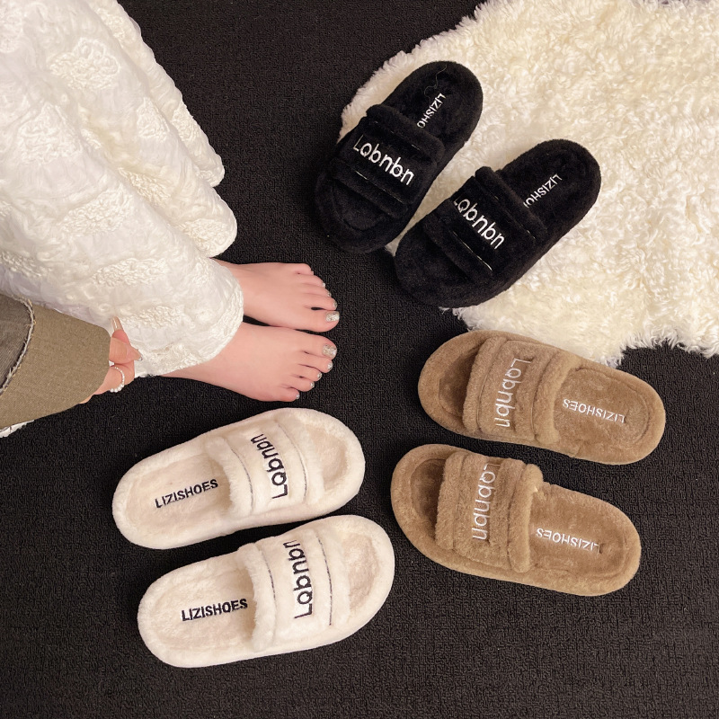 网红厚底拖鞋女外穿时尚2025秋新款秋冬百搭保暖棉拖爆款一字拖