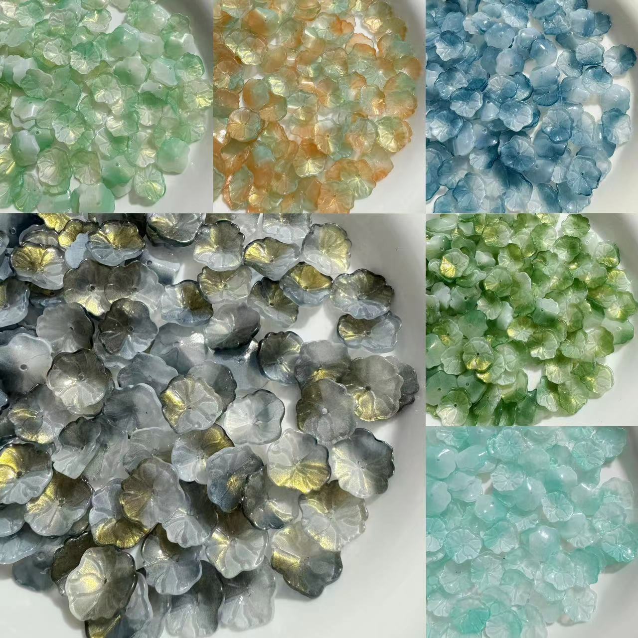 卓汇捷克琉璃10×17mm小花边荷叶琉璃叶子diy古风手工发簪头饰制