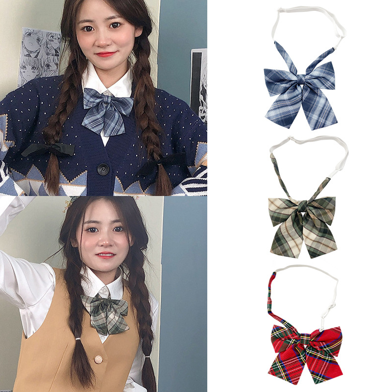 [Liquidación] Jk corbata pequeña, estilo universitario femenino, camisa de uniforme japonés a cuadros, pajarita, actuación de estudiante