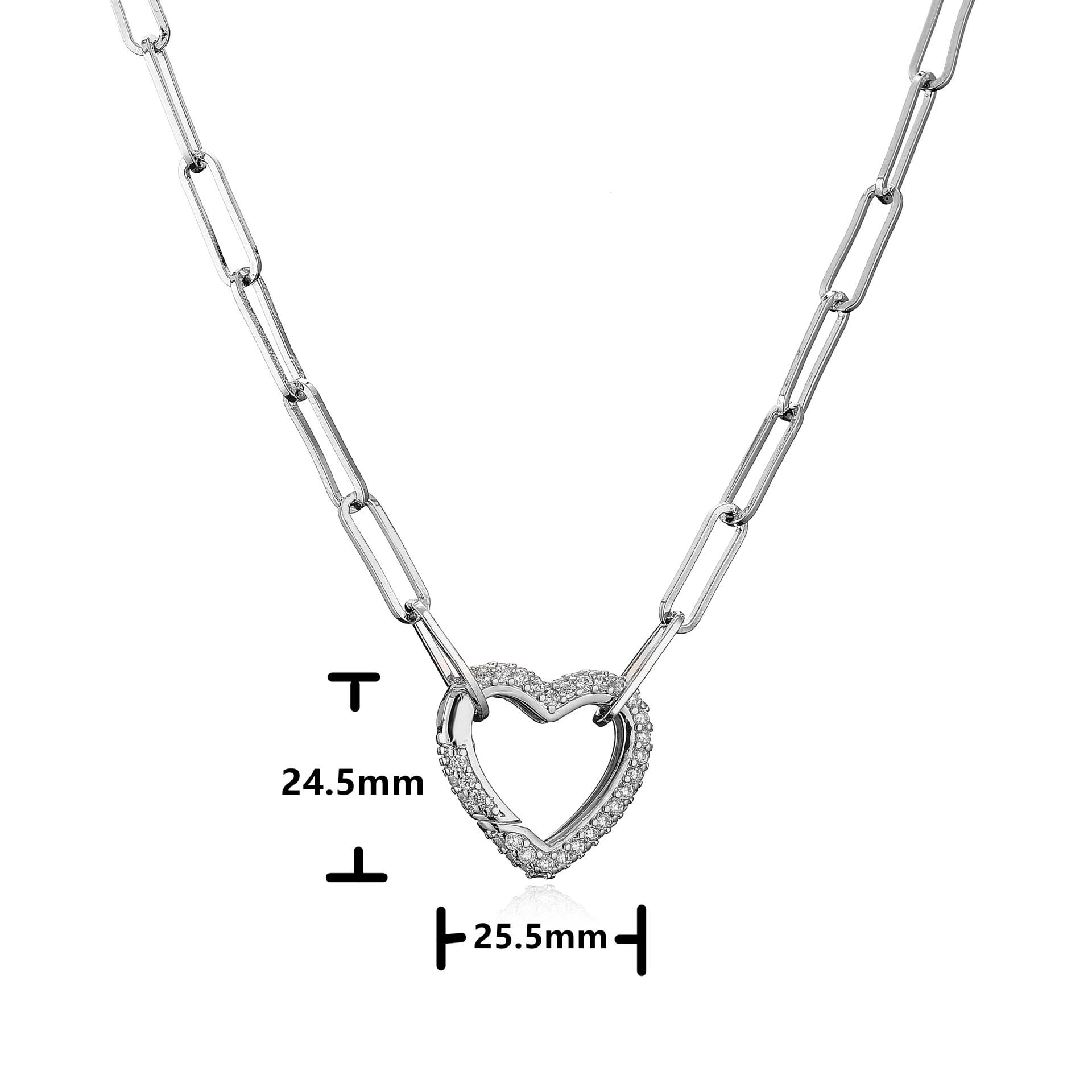 Fashion Micro-inlaid Zircon Peach Heart Cable Chain Copper Necklace Wholesale Nihaojewelry display picture 2