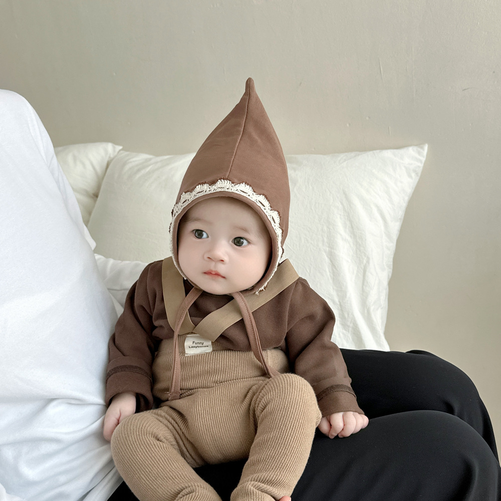 Sombreros para bebés de primavera y otoño de encaje borde protector de orejas gorras de punta ins bebés coreanos gorras de algodón para niños pequeños