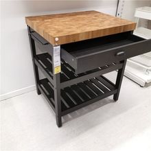 厨房小中岛台单独可移动料理吧桌开放式实木餐边柜靠墙一体储物