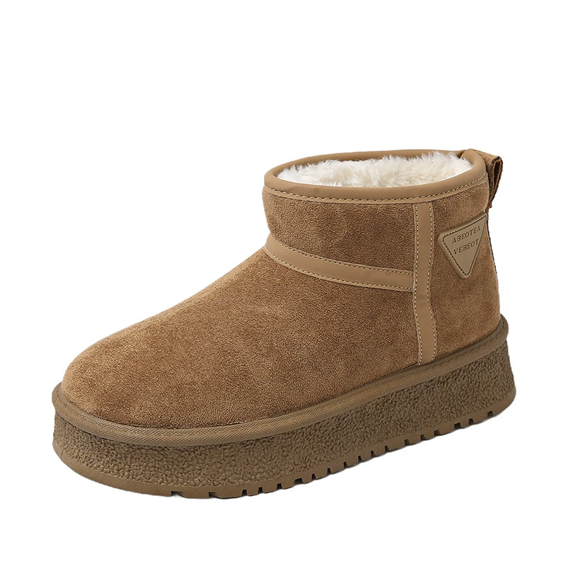 Зимние тёплые ботинки низкого хода для досуга, утеплённые, цвета Ginger/Dark brown/Khaki, размеры 35-40, модель 2024