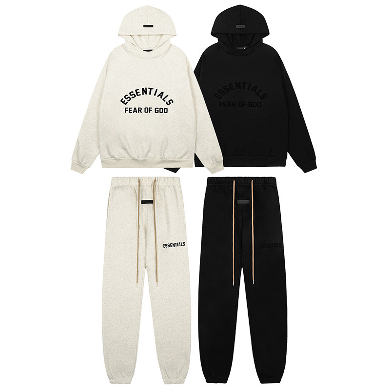 2025 New Cross-Border Hot-Selling Hooded Sweatshirt with Black Letter Flocking Fog Essentials Fashion Brand