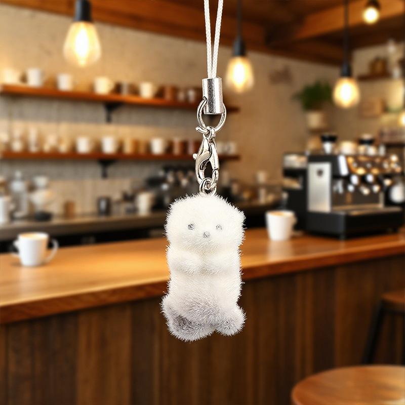 Ventas transfronterizas en caliente flocado tridimensional nutria cadena de teléfono móvil adorable colgante de peluche de animales llaveros de jóvenes corazón viento