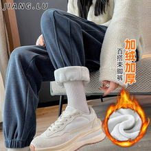 2024年大码灯芯绒运动裤女秋冬加绒保暖束脚裤胖mm外穿加厚灯笼裤