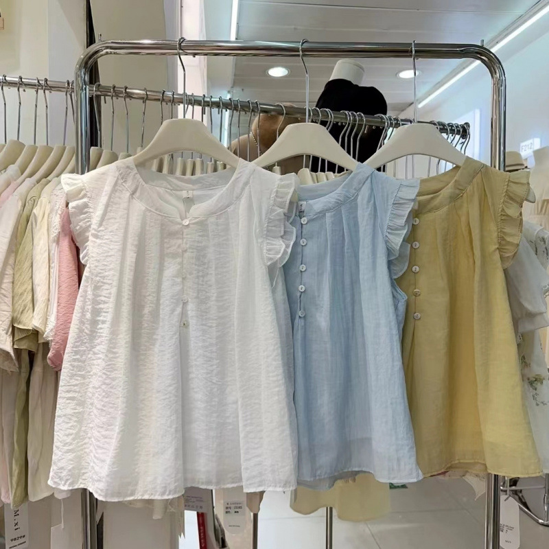 2025夏季新款法式荷叶边设计感小众娃娃衫上衣女甜美减龄衬衫女士