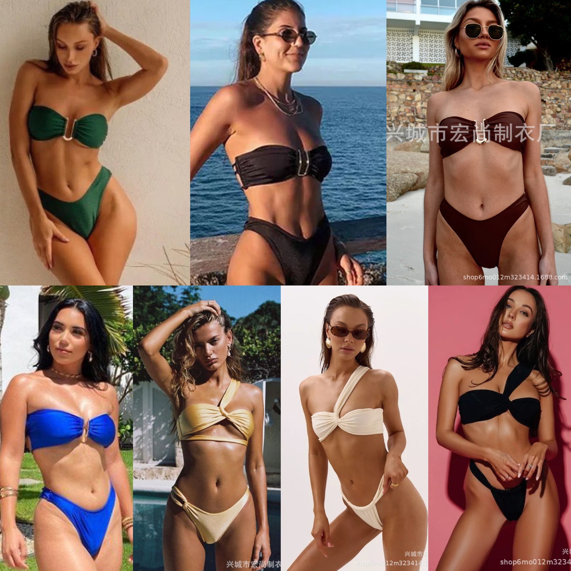 Amazon 2025 marca europea y americana bikini sexy división bikini tamaño de pecho reunido trajes de baño comercio exterior