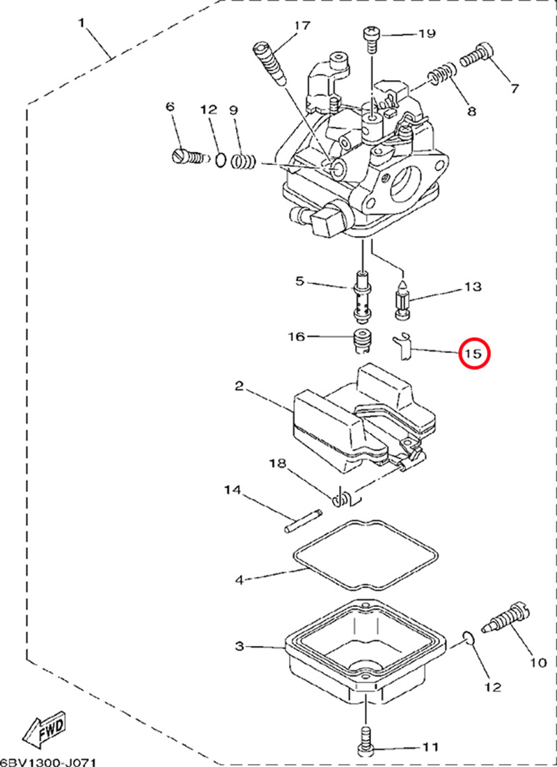 15)翟墨DEMONS舷外机船外挂机橡皮艇冲锋舟6BX-14937-00