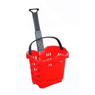 Plastic Pulley Cable-pull Shopping Basket Shopping Mall Double Trolley Hand-pull Basket Supermarket Large Capacity Portable Hand-pull Shopping Basket