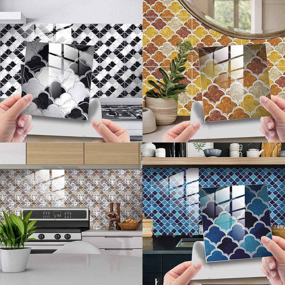 DJ038-049 DE LA VENDIMIA DE Loto textura imitación epoxi cristal película de Inicio 3D visual azulejo pegatinas decorativas pegatinas de renovación