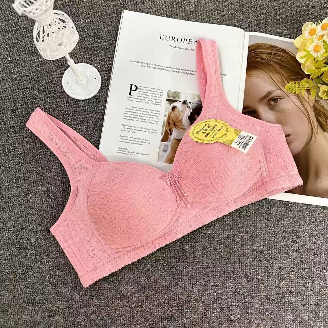 Bra de ropa interior de madres transfronterizas delgado de mediana edad sin anillo de acero cómodo bra de algodón reunido gran taza gran lote de bra