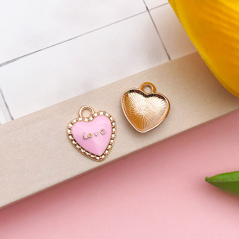Colgante de corazón con gota de aceite, accesorios de joyería DIY