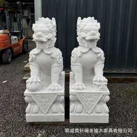汉白玉麒麟摆件一对酒店庭院门口摆件仿古雕塑麒麟貔貅看门神兽