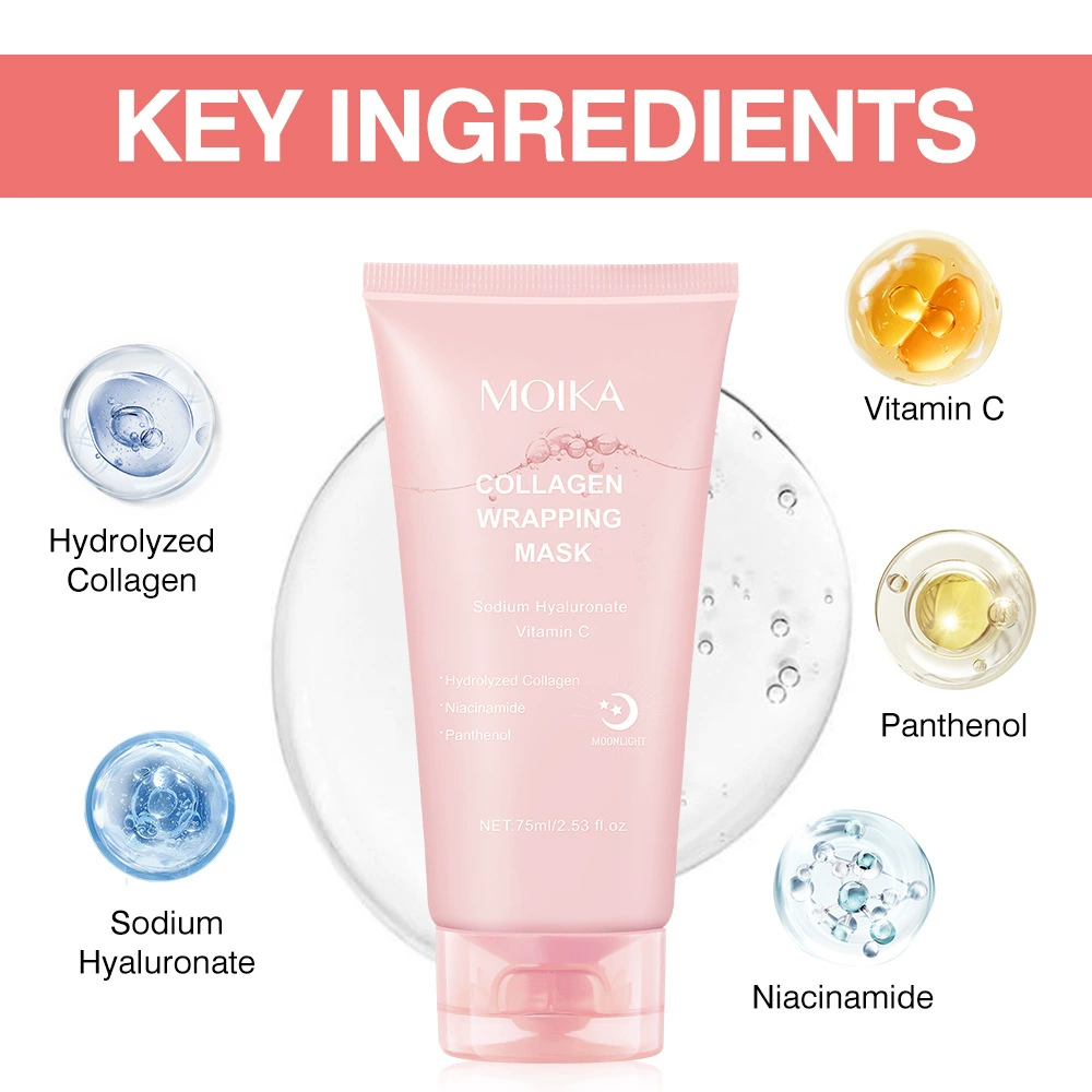 Collagen face mask MOIKA, detachable night moisturizing, easy application, 75 ml