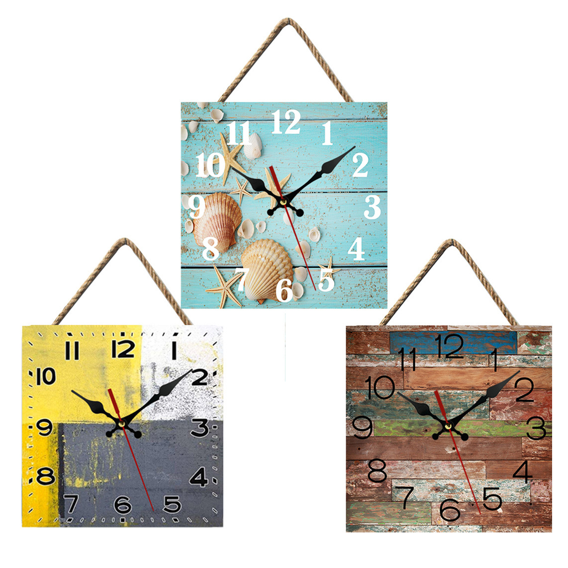 Amazon European-Style Wall Clock 10inch Square Creative Retro Decoration Living Room Nordic Clock Wall Clock Nordic Style Home Use