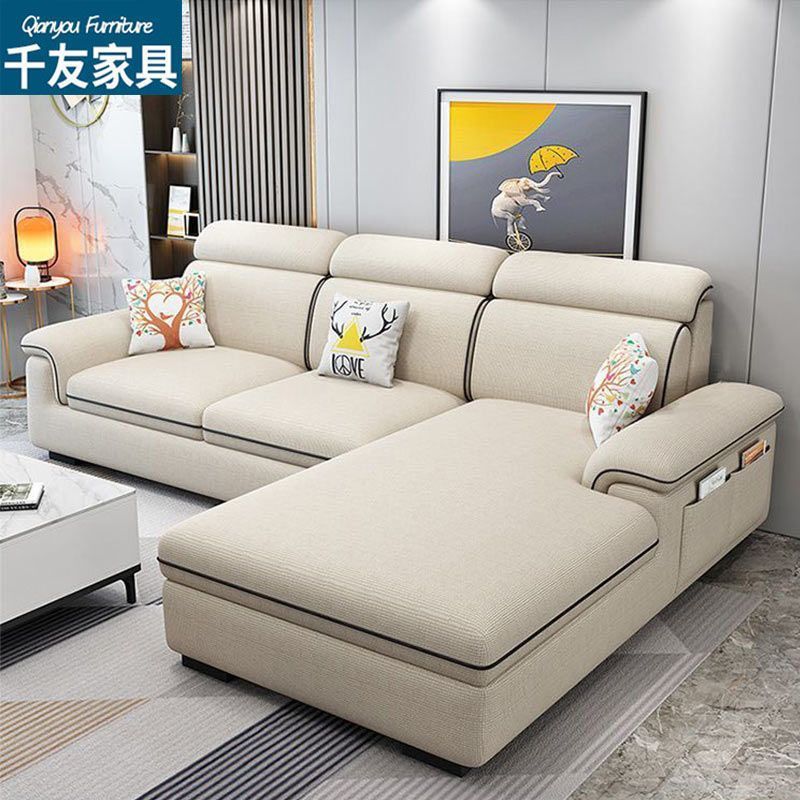 New Nordic Fabric Sofa Living Room Small Apartment Simple Modern No-Wash Technology Cat Scratch Leather Fully Assembled Sofa Combination