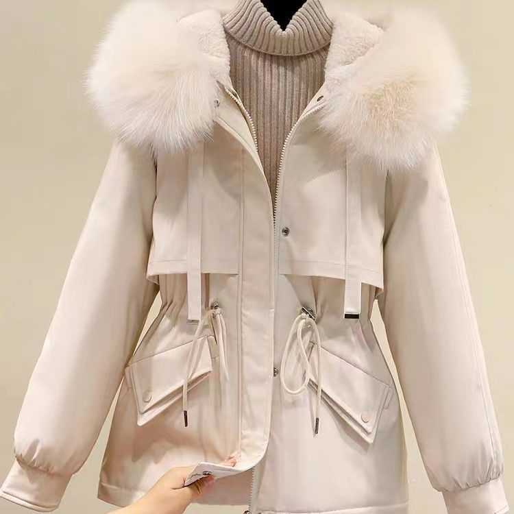 Women's Clothing Plush and thickened parka short loose large size down cotton coat autumn and winter Korean style hooded casual cotton jacket_voghion.com