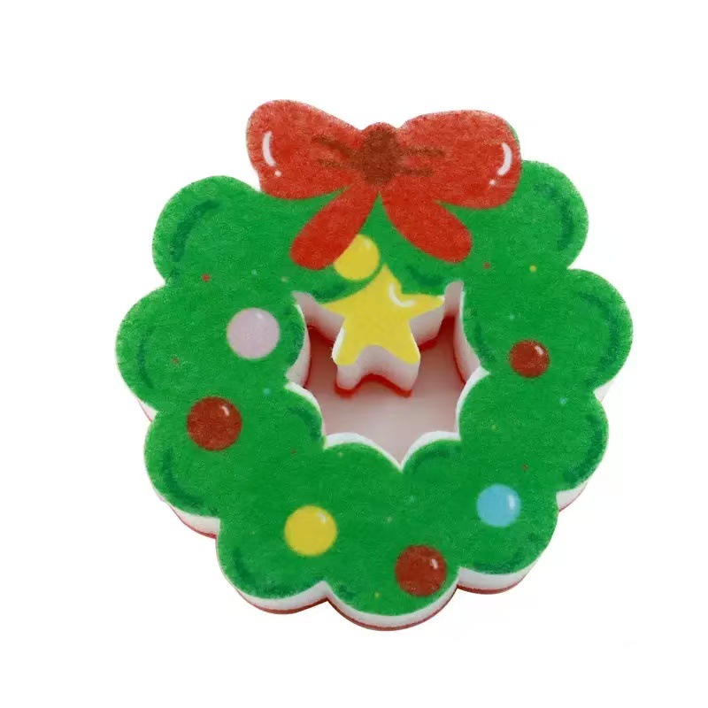 卡通异形无纺布印刷海绵擦厨房清洁洗锅刷碗吸水易出沫海绵