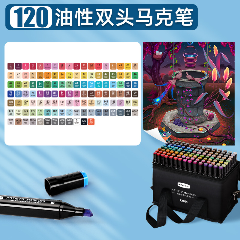 Fábrica al por mayor acuarela pluma marca pluma traje completo aceitoso estudiante niños arte cepillo especial pluma de color de doble cabeza