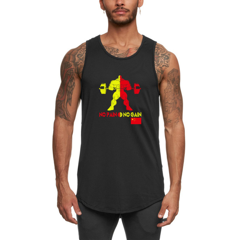 Cotton vest men's sleeveless T-shirt summer trendy fashion brand sports fitness loose boys waistcoat clothes vest