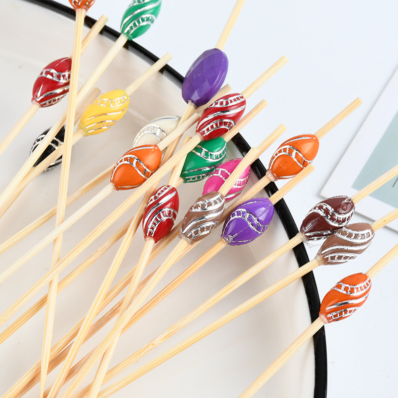 Perlas de color desechables de fruta palillos de dientes artísticos de cóctel sándwich de fruta de fruta de pesca de fruta cubiertos