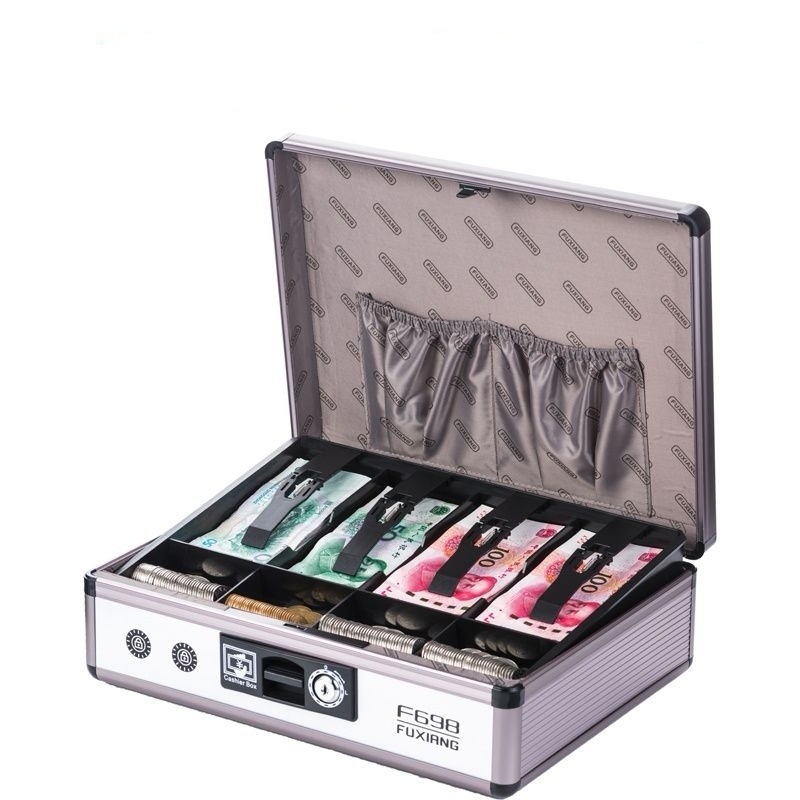 FUXIANG F189 슈퍼마켓 알루미늄 합금 대용량 캐셔 박스 휴대용 금고 상업용 현금 상자 금융 캐셔 박스 저렴