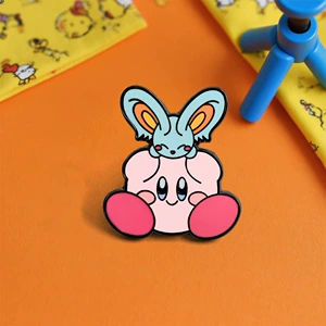 Kirby Cartoon Character Brooch Creative Rabbit Badge Anime Peripheral Enamel Pin Jewelry Kidsren's Accessories Gifts