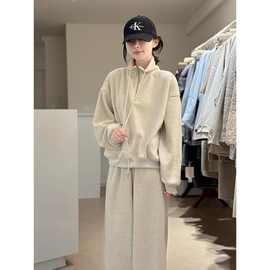 大码时尚立领卫衣套装女春夏季新款胖mm宽松高腰阔腿裤休闲两直销