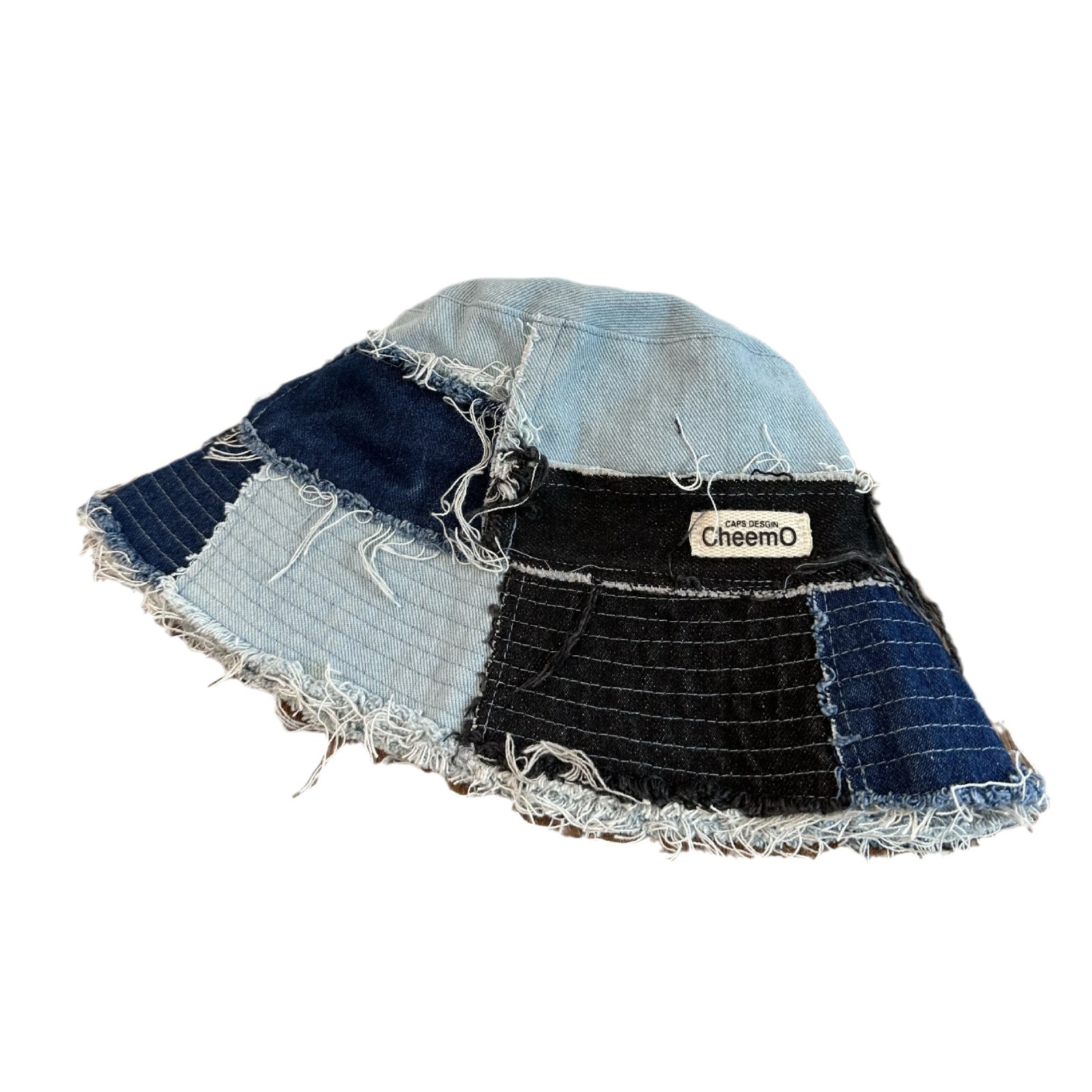 Chapéu de pescador em ganga patchwork estilo vintage_voghion.com