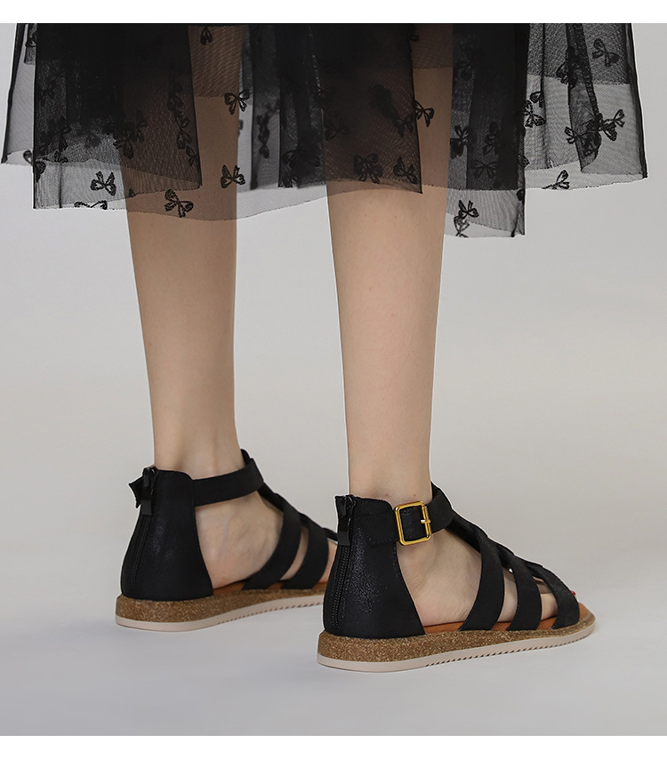Women's Summer Flat Open-toe Sandals With Buckle And Straps_voghion.com