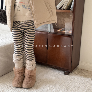 2025 New Autumn Clothing Kidsren's Clothing Girls Autumn Brushed Fleece-Lined Leggings Pants Kidsren's Pants 5751
