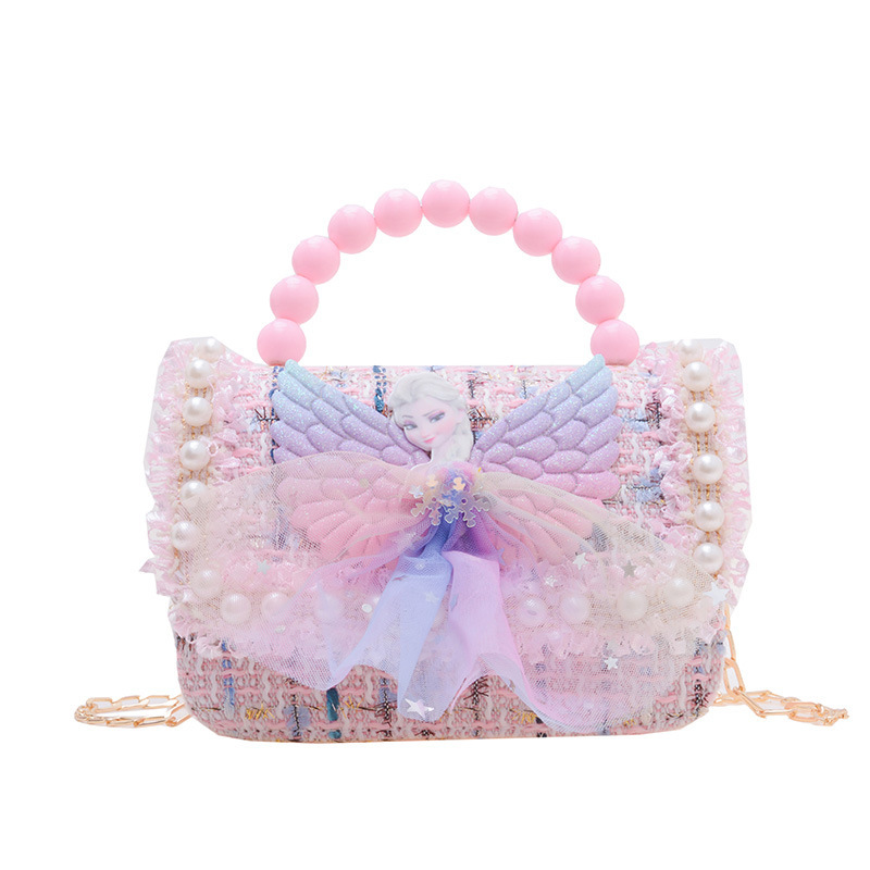 Bolsos infantiles niñas princesas niñas mochilas de hombro estilo caricatura encantador bolso de perlas de cadena