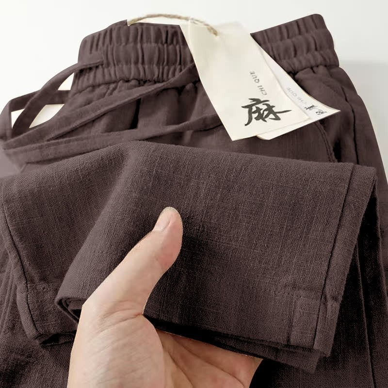 Summer Men's Loose Versatile Linen Thin Breathable Straight-Leg Ice Silk Sports Couple Casual Pants