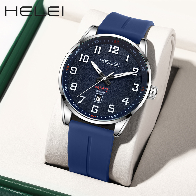 HELEI brand gradient watch men's fashion waterproof calendar magnetic buckle tape quartz watch live explosion wholesale