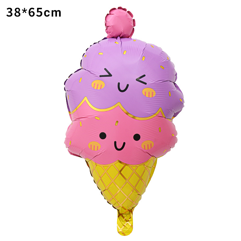 Balón de forma de globo de película de aluminio de forma de helado fiesta de verano decoración de aluminio para niños