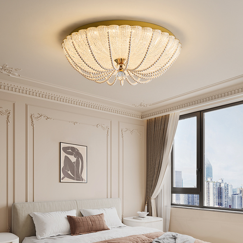 Lámpara de cristal de calabaza medieval francesa, lámpara de dormitorio principal moderna de lujo ligero, personalidad creativa, atmósfera, lámpara de techo de porche de dormitorio