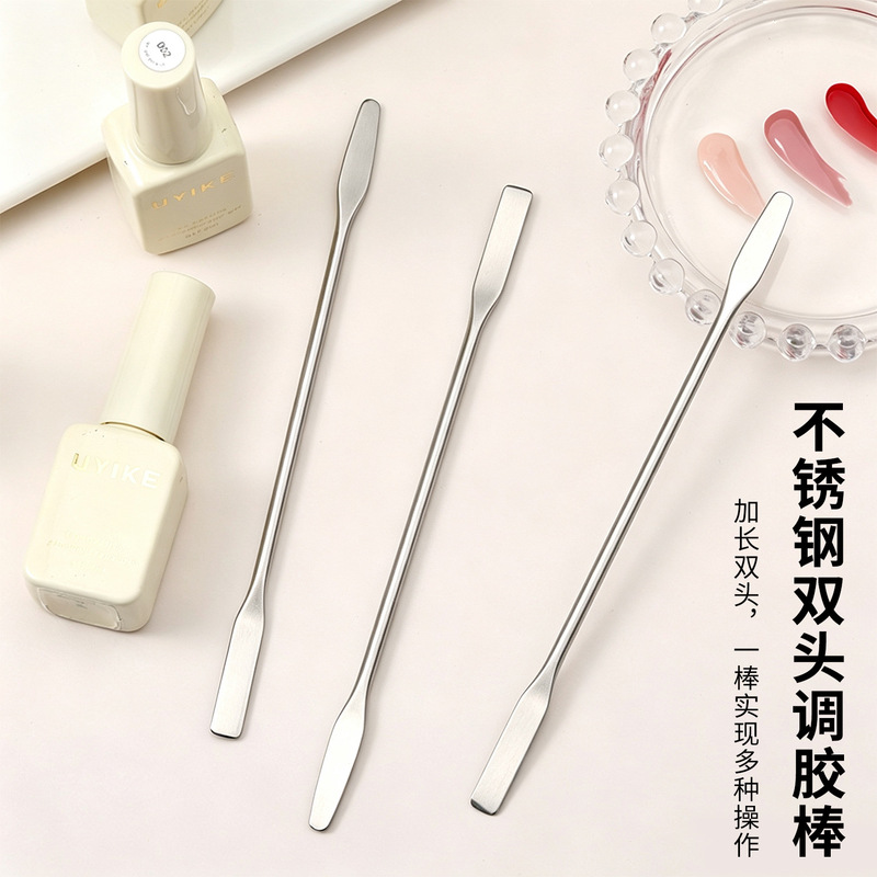 Nail art stainless steel double-ended extended glue mixing stick, phototherapy gel color mixing stick, nail art tools wholesale Nail art stainless steel double-ended extended glue mixing stick, phototherapy gel color mixing stick, nail art tools wholesale