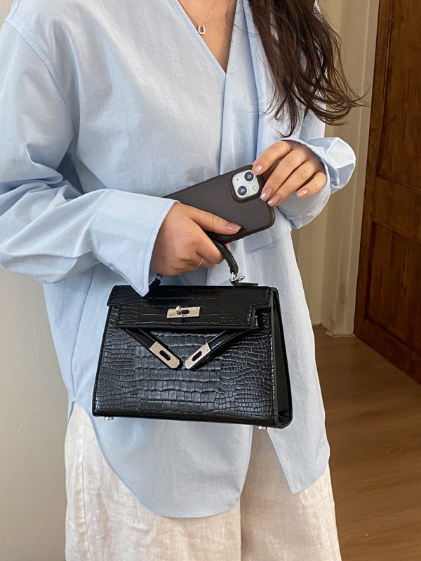 Nicho popular cocodrilo portátil bolso Kelly mujer 2026 nueva moda versátil alta sensación de hombro mochila