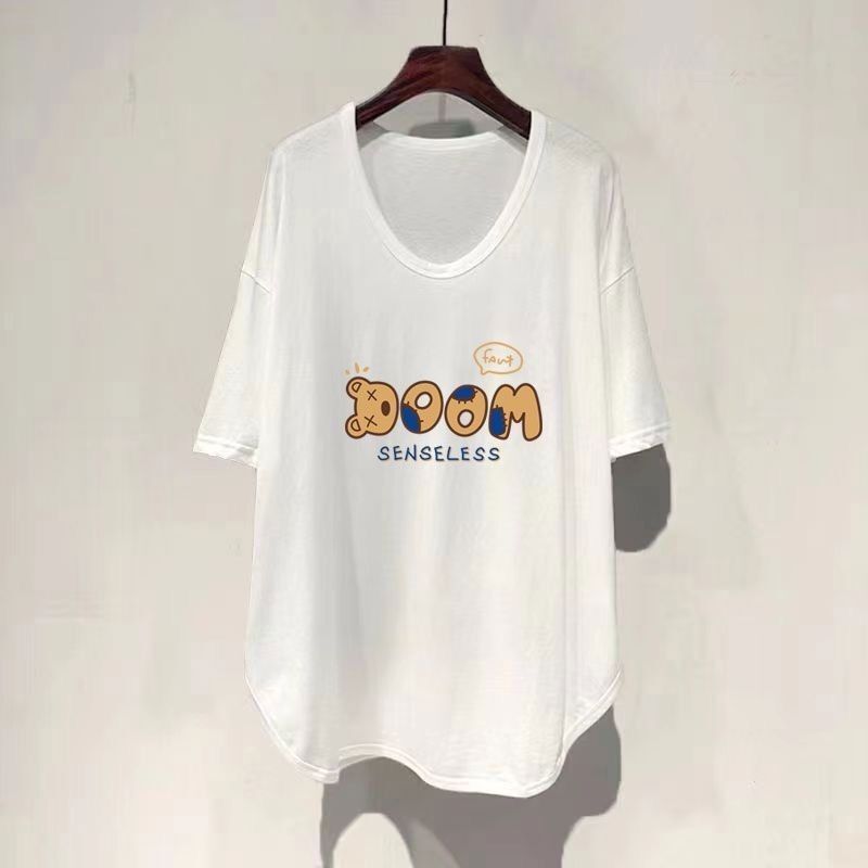 ファットmm 150kg ゆったり大きいサイズ ミドル丈 UVカラー 半袖 Tシャツ レディース 夏新作 韓国版 痩身お腹カバートップ|undefined
