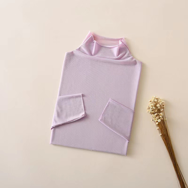 Verano nueva manzana verde delgada manga larga Camiseta para las mujeres Ropa de protección solar transparente de color caramelo de malla de seda de hielo 2024
