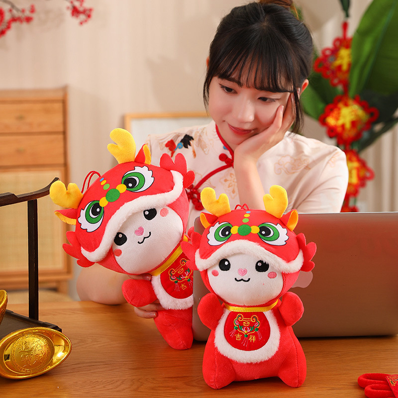 2024 dragón año mascota dibujos animados bellyband auspicioso dragón muñeca de peluche de juguete Zodiaco dragón paño muñeca Reunión Anual regalo