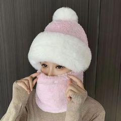 冬の女性の高品質マスクとスカーフ、ベルベットの厚みのある防風帽子、暖かい二重層サイクリング屋外包頭帽子