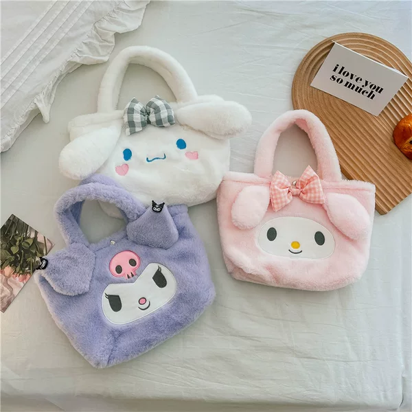 Wholesale Student Cartoon Cute Plush Bags 2026 New Style Girl's Handbag Lunch Bag