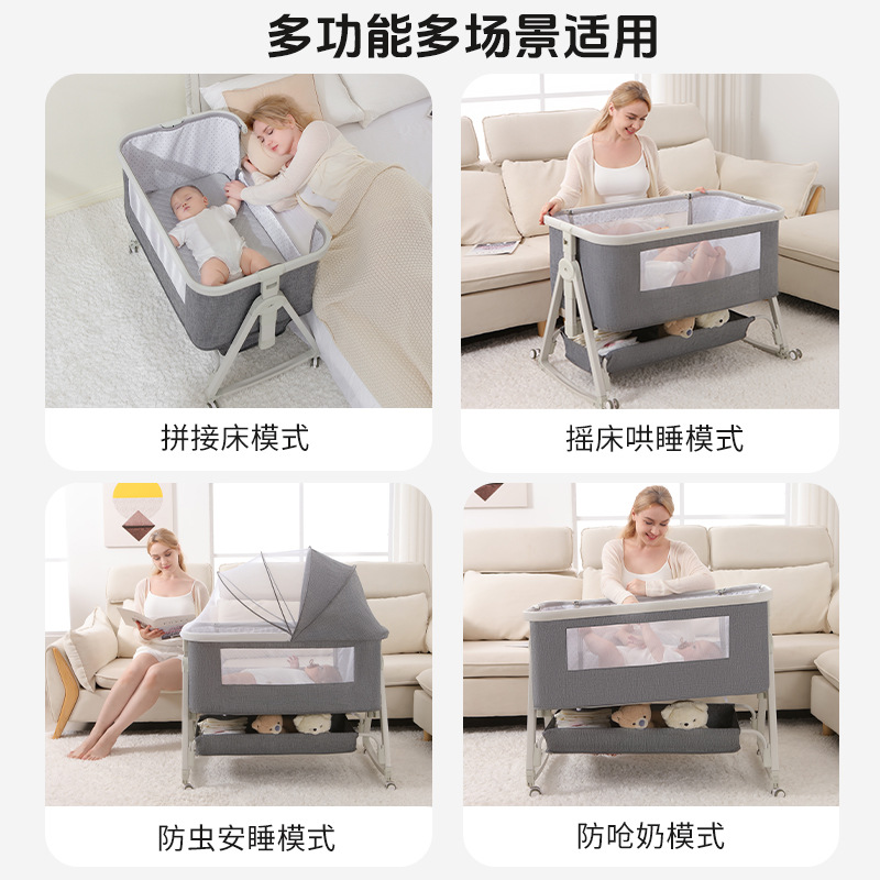 Cuna móvil Cuna portátil Cuna para bebé Cama plegable multifuncional bb Cama grande de costura para niños recién nacidos